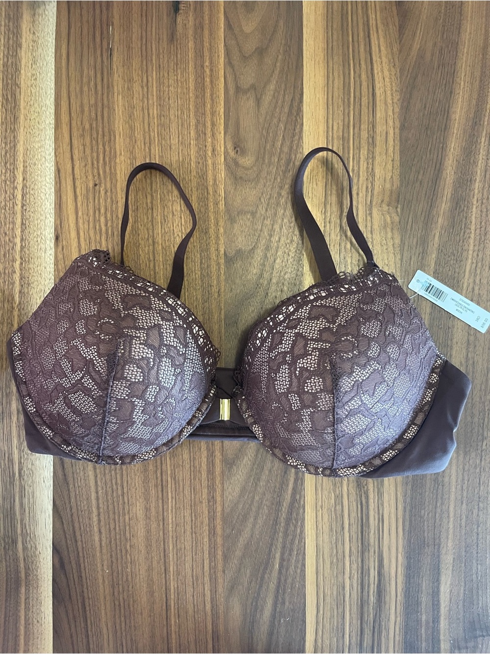 NWT Soma Embraceable Enchanting Lace Front- Close Push-up Bra in Brown 38D